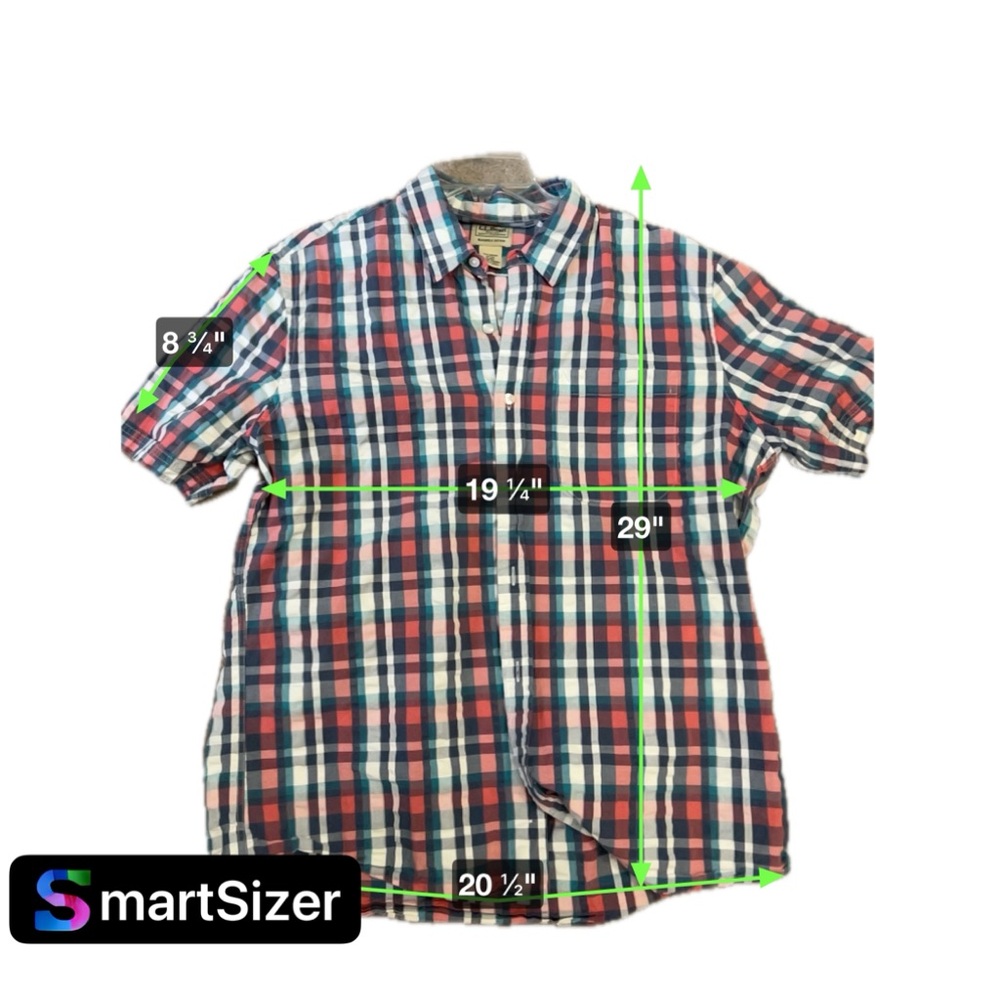 LL Bean slightly fitted 💯 % organic cotton medium regular plaid shirt - Picture 3 of 3